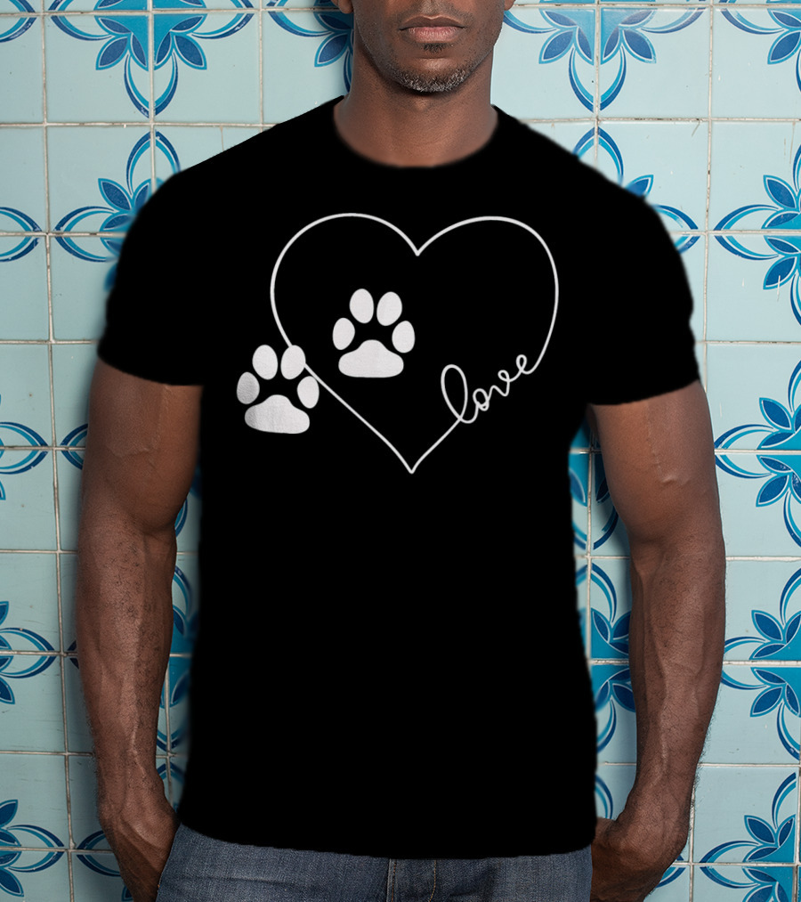 Love Paw Prints Heart T-Shirt