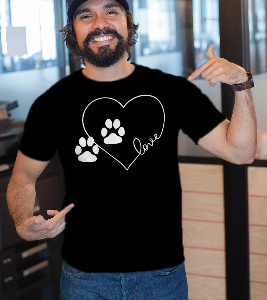 Love Paw Prints Heart T-Shirt