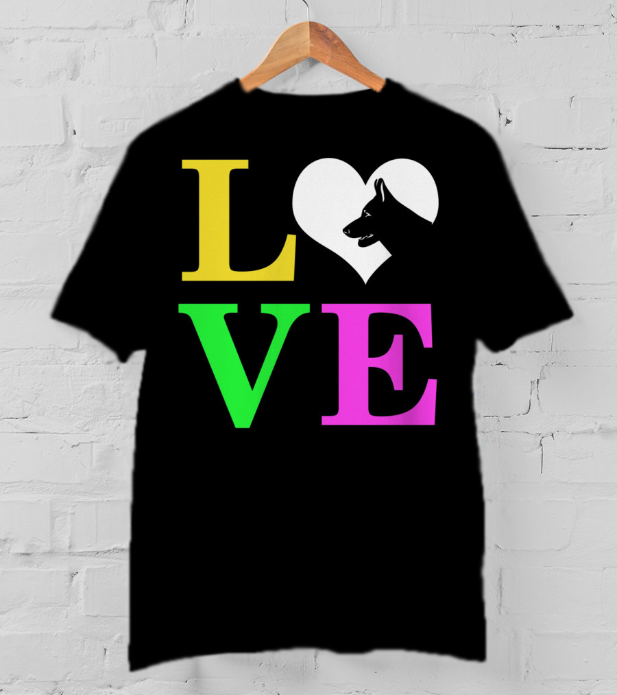 Love German Shepherd Mom Valentines Long Heart T-Shirt