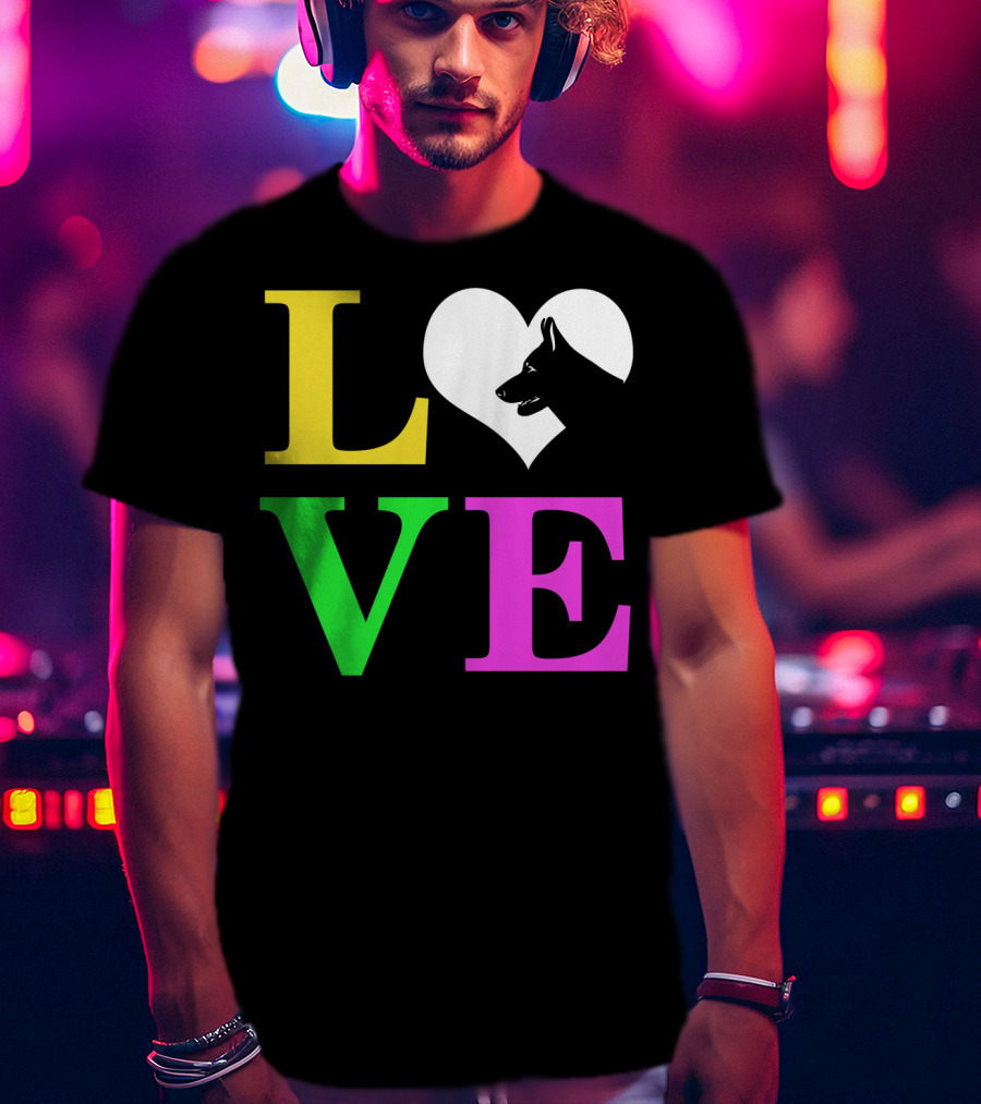 Love German Shepherd Mom Valentines Long Heart T-Shirt
