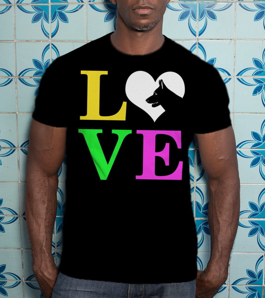 Love German Shepherd Mom Valentines Long Heart T-Shirt