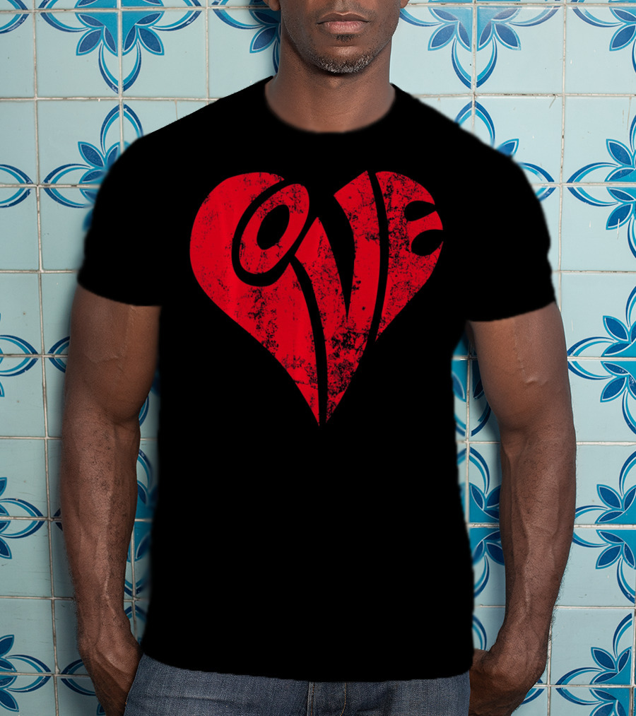 Vintage Red Love Heart T-Shirt