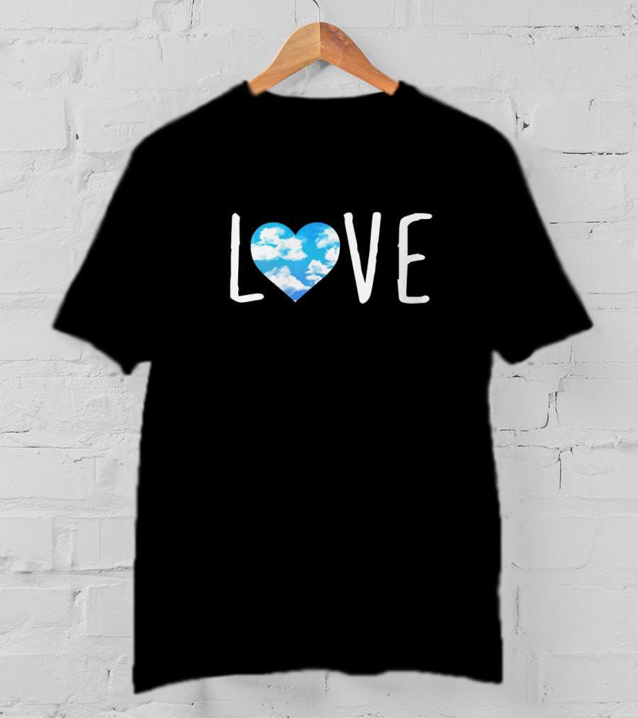 Love For Women Cute Valentines Blue Sky Heart T-Shirt