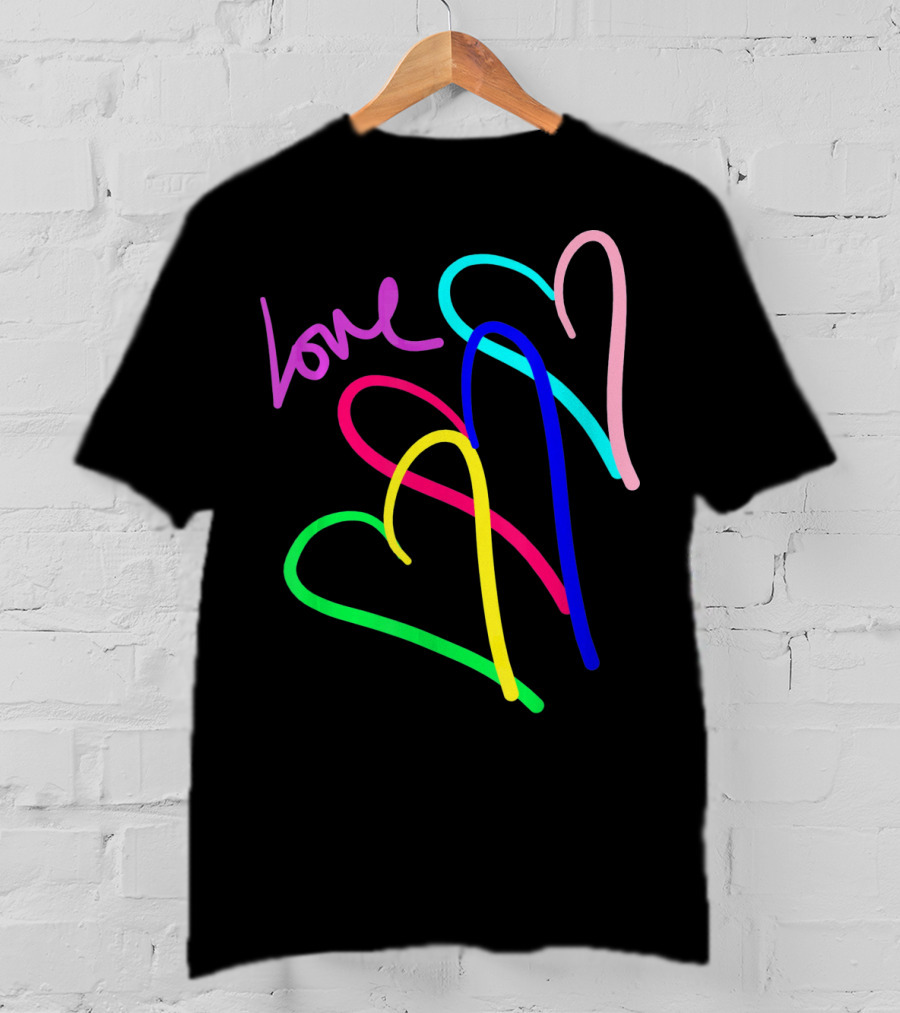 Love Neon Rainbow Hearts Connection Vale T-Shirt