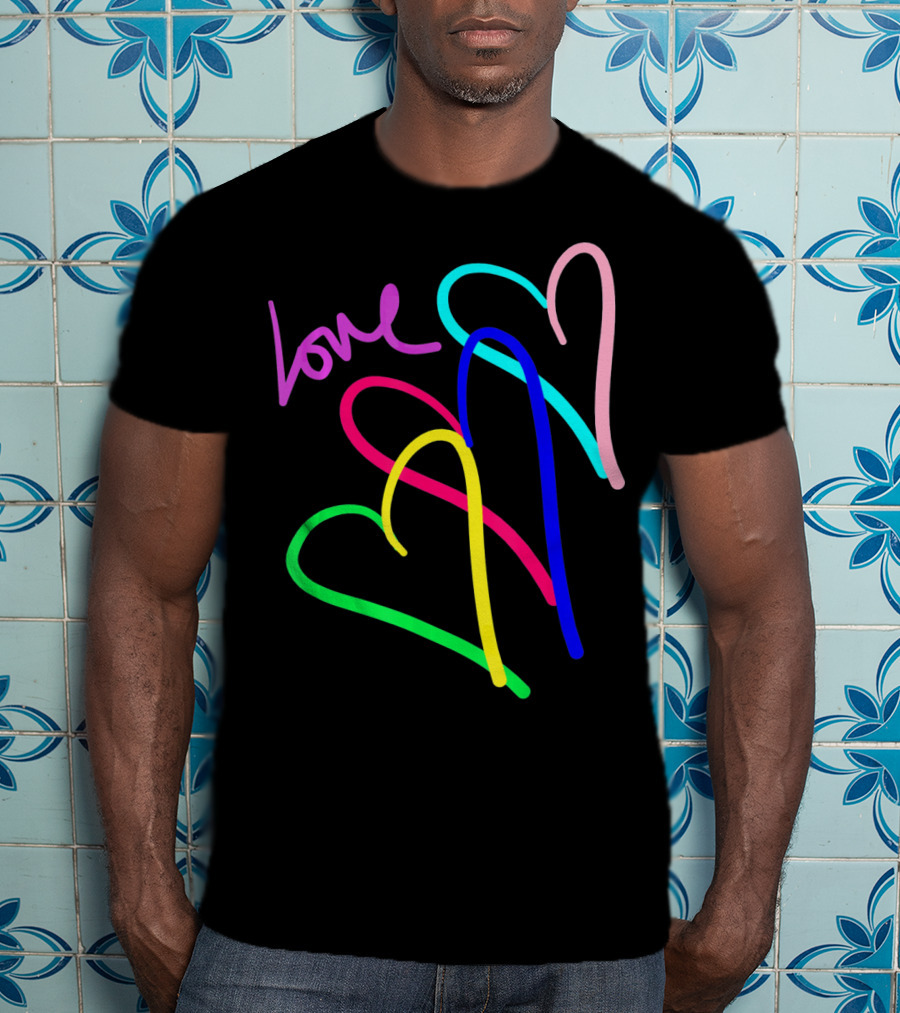 Love Neon Rainbow Hearts Connection Vale T-Shirt