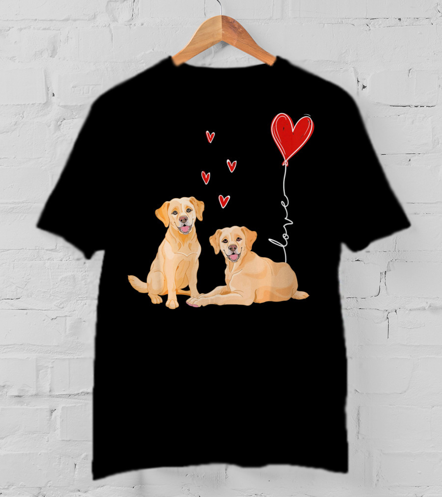 Love Red Heart Balloon Labrador Couple T-Shirt