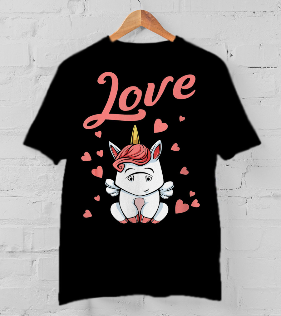 Love Unicorn Funny Valentines Day Hearts T-Shirt