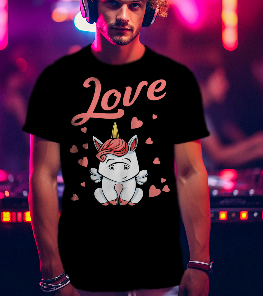 Love Unicorn Funny Valentines Day Hearts T-Shirt