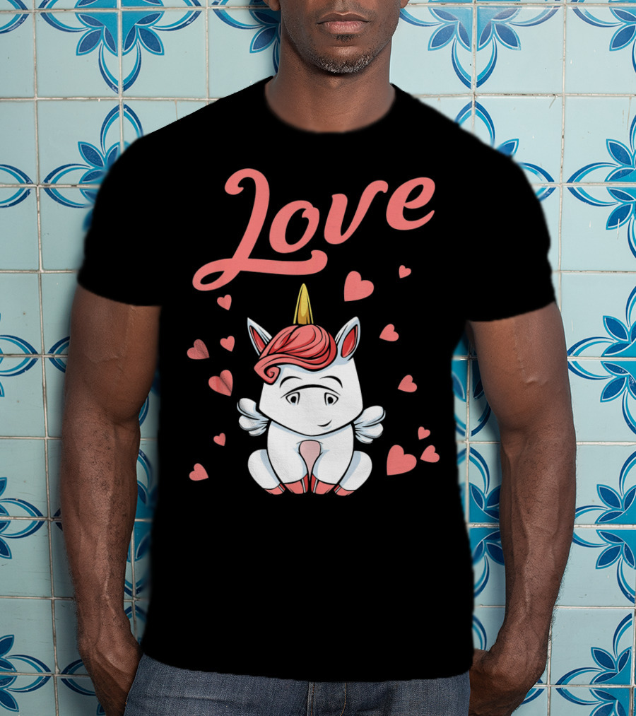 Love Unicorn Funny Valentines Day Hearts T-Shirt