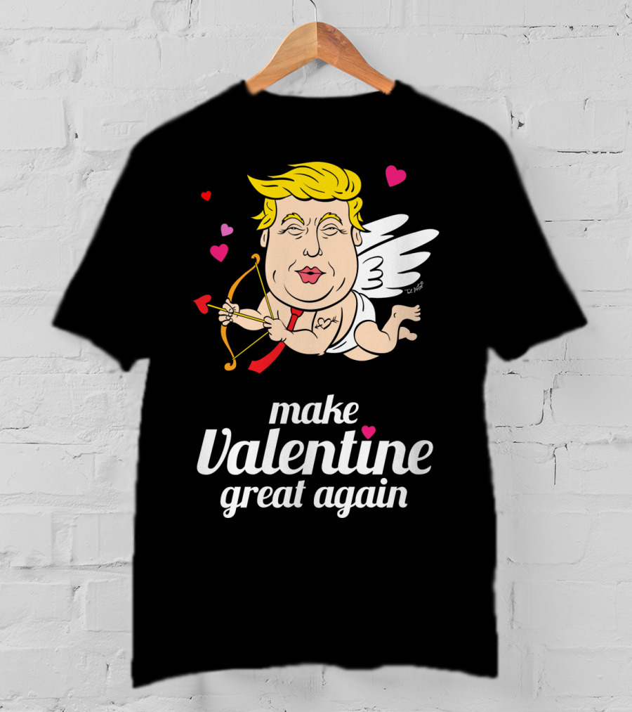 Make Valentine Great Again Cupid With Bow And Hearts T-Shirt