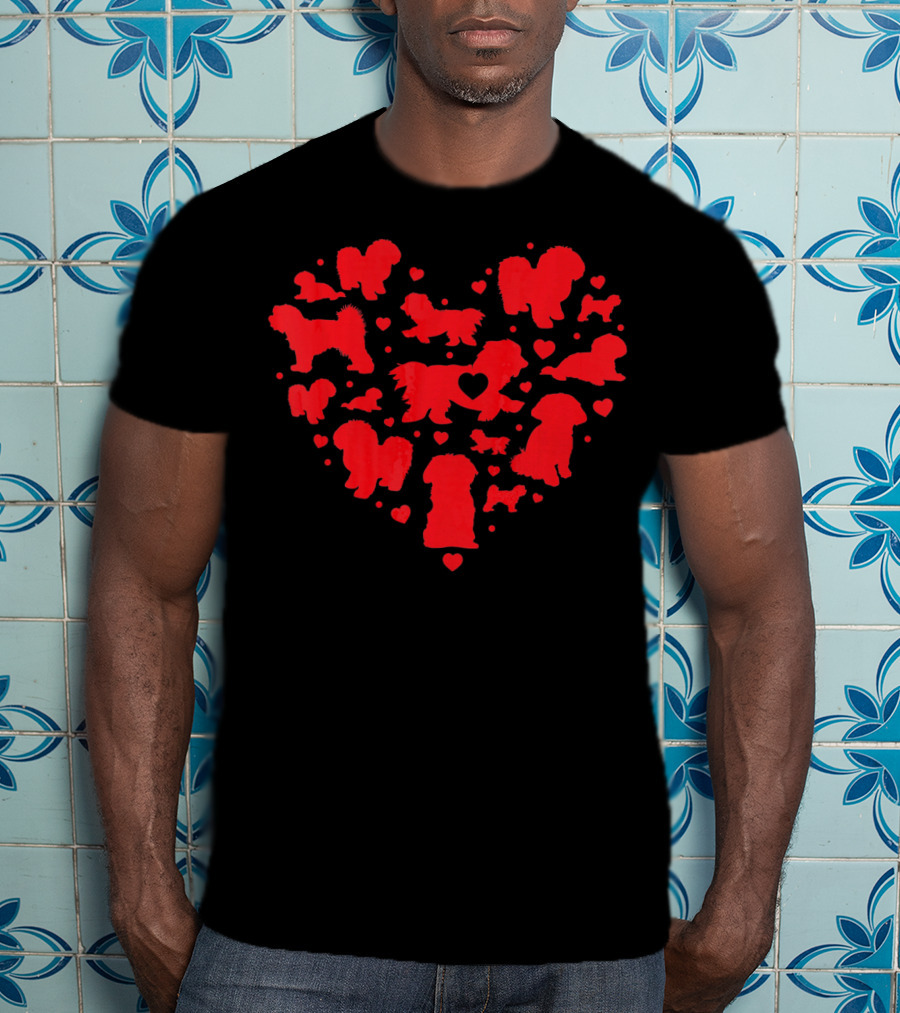 Maltese Dog Heart Silhouettes Valentines Day Mom Lover T-Shirt