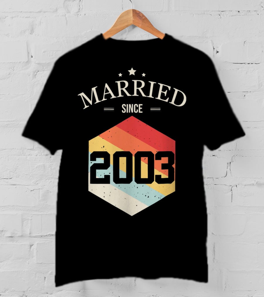 Married Since 2003 Vintage Stripes Retro Valentine's T-Shirt