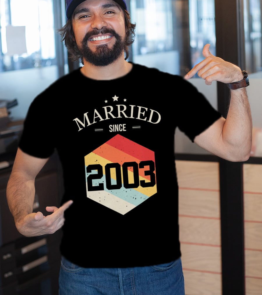 Married Since 2003 Vintage Stripes Retro Valentine's T-Shirt