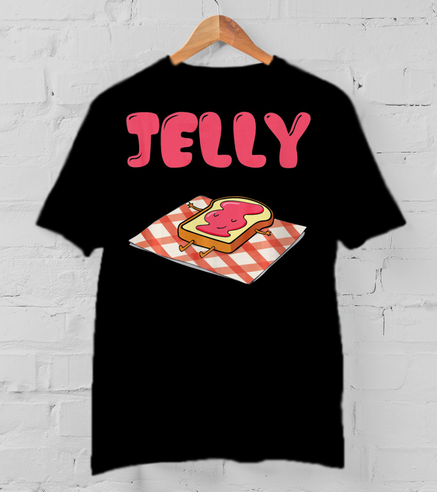 Jelly Sleeping On Toast With Red And White Checkered Blanket T-Shirt