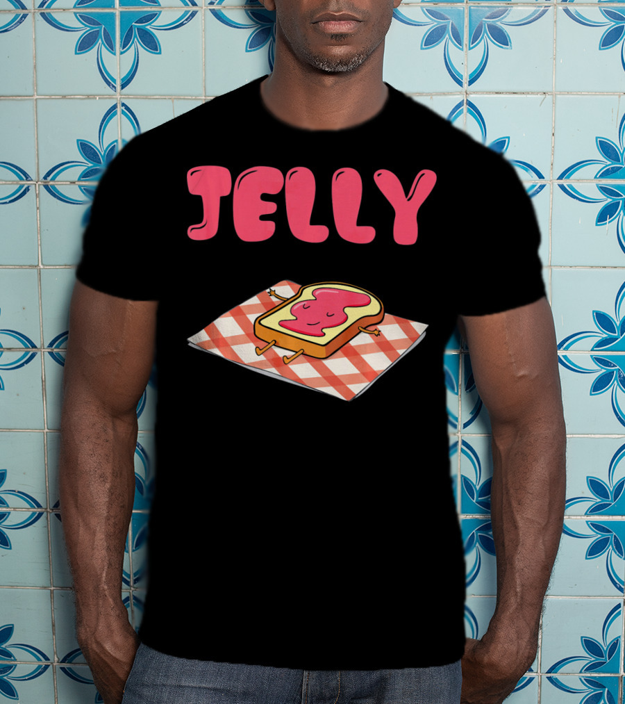 Jelly Sleeping On Toast With Red And White Checkered Blanket T-Shirt