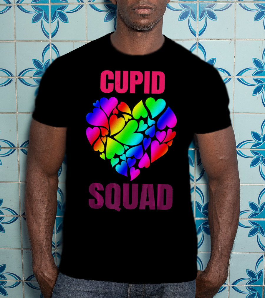 Cupid Squad Rainbow Heart Valentines T-Shirt