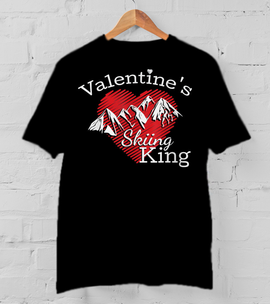 Valentine's Skiing King Across The Mountain T-Shirt