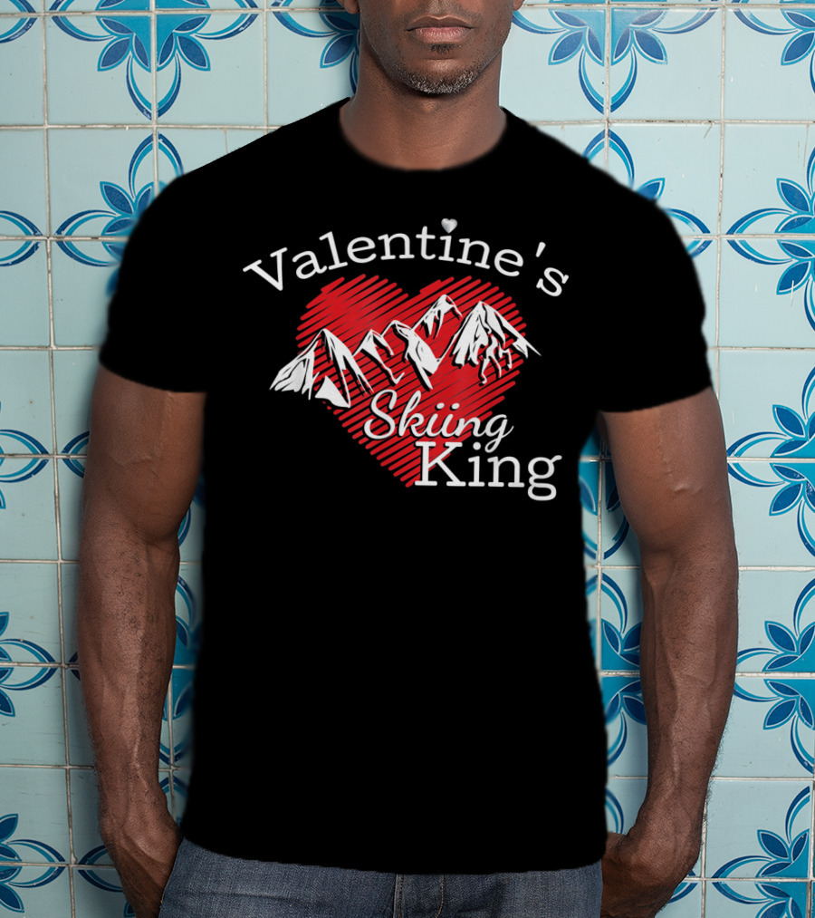 Valentine's Skiing King Across The Mountain T-Shirt