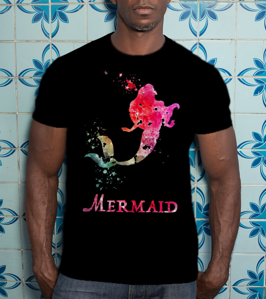 Mermaid Valentines Day Pink Rainbow Splash T-Shirt