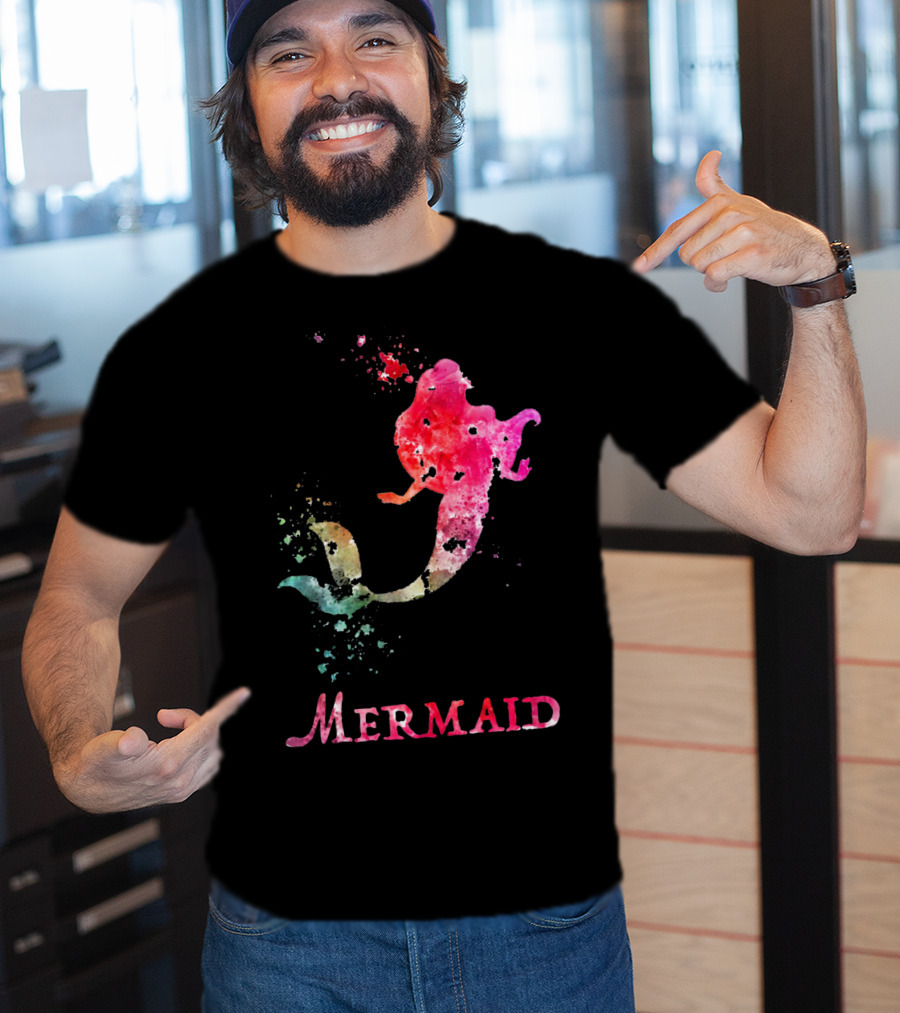 Mermaid Valentines Day Pink Rainbow Splash T-Shirt