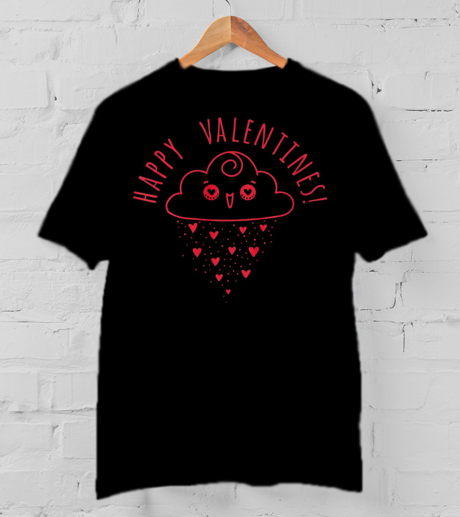 Happy Valentines Meteorologist Romantic Hearts Cloud T-Shirt