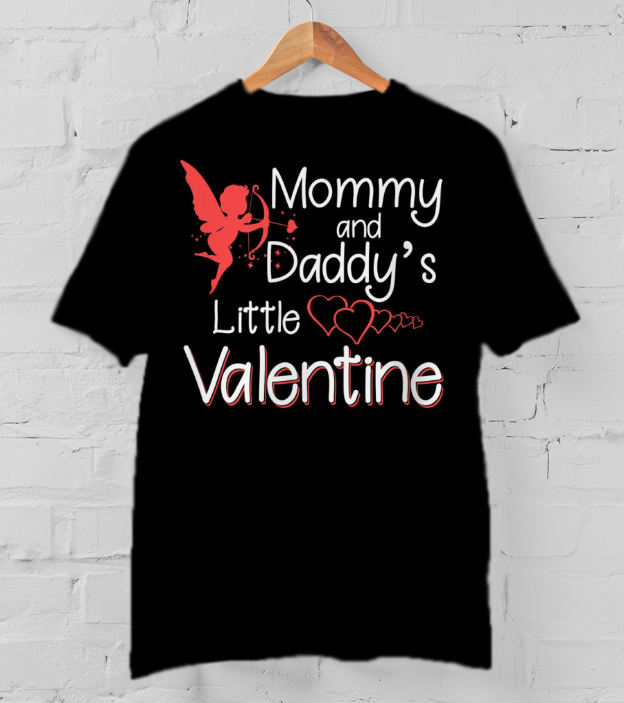 Mommy And Daddy's Little Valentine Angel With Hearts And Cupid T-Shirt