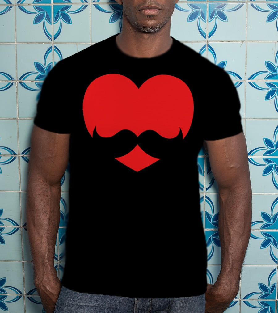 Mustache Heart Valentines Boy Red Mustache Heart T-Shirt