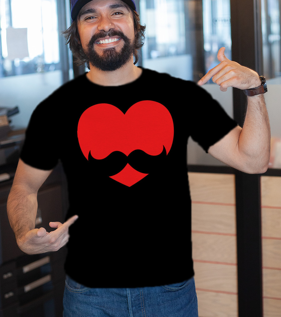 Mustache Heart Valentines Boy Red Mustache Heart T-Shirt