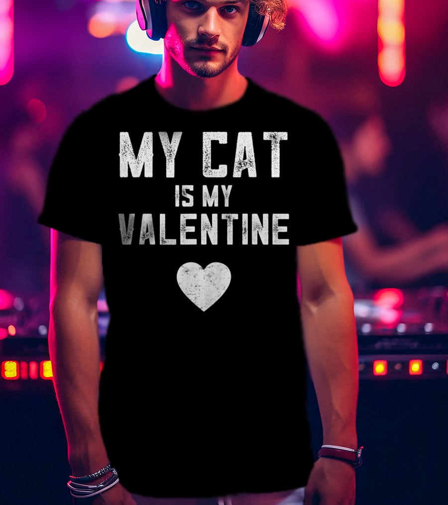 My Cat Is My Valentine With Heart T-Shirt