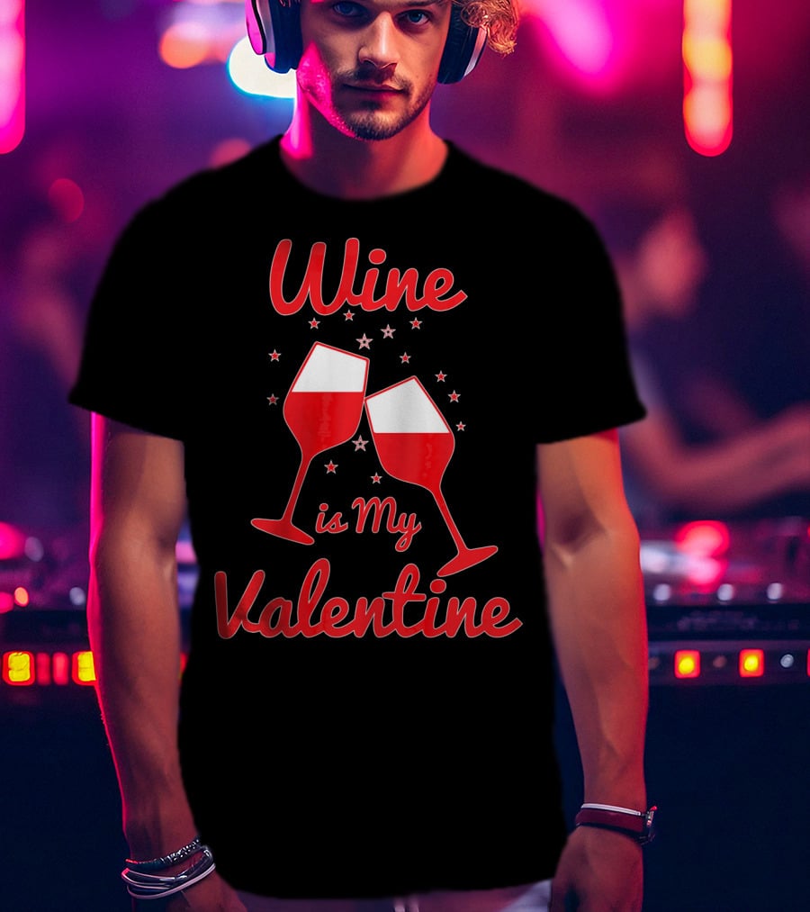 Wine Is My Valentine Red Wine Celebration Valentine's Day T-Shirt