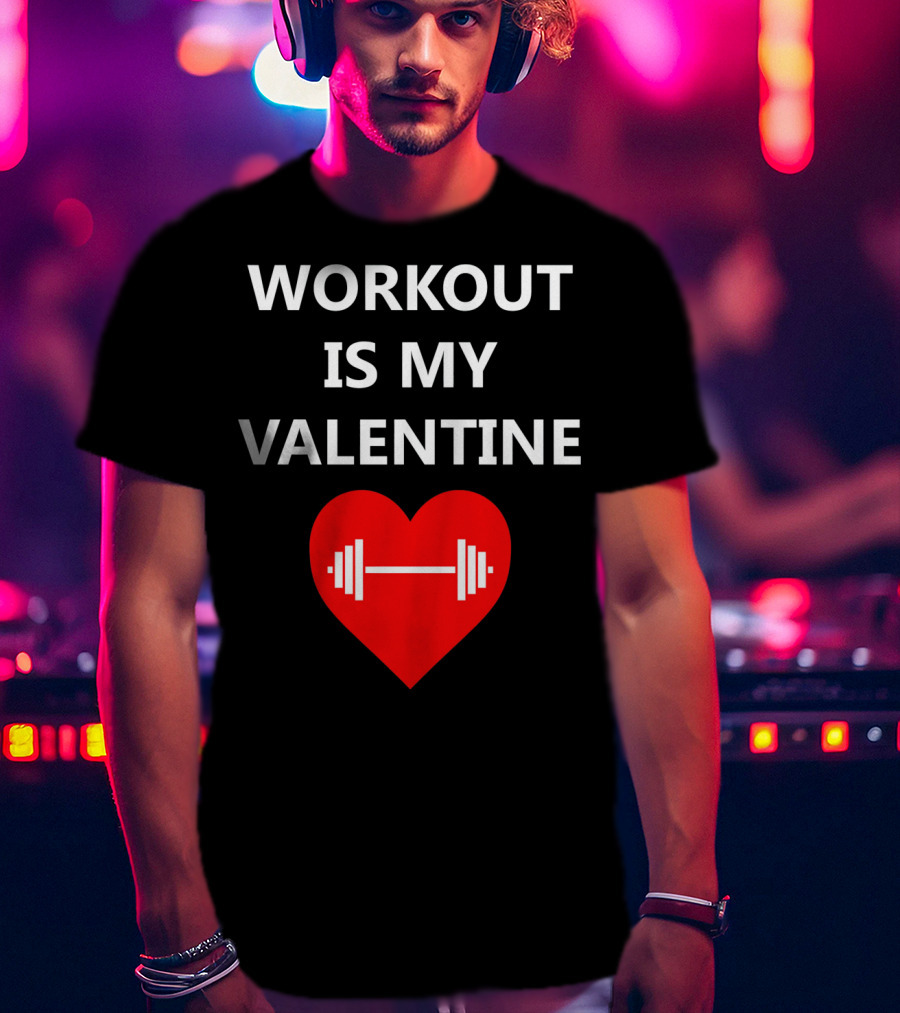 Workout Is My Valentine Heart Dumbbell T-Shirt