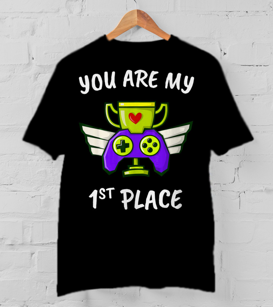 You Are My 1st Place Valentines Day Trophy Game Controller With Wings T-Shirt