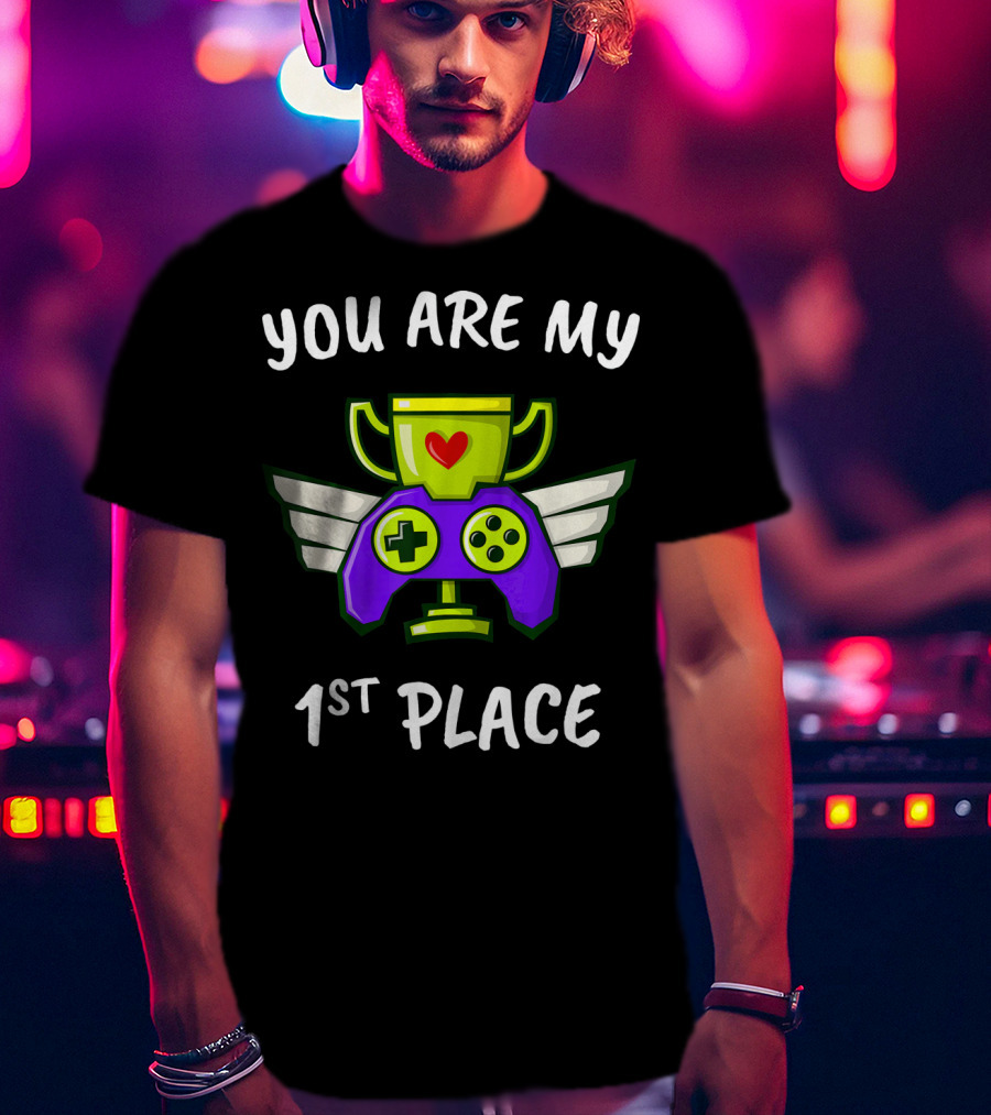 You Are My 1st Place Valentines Day Trophy Game Controller With Wings T-Shirt