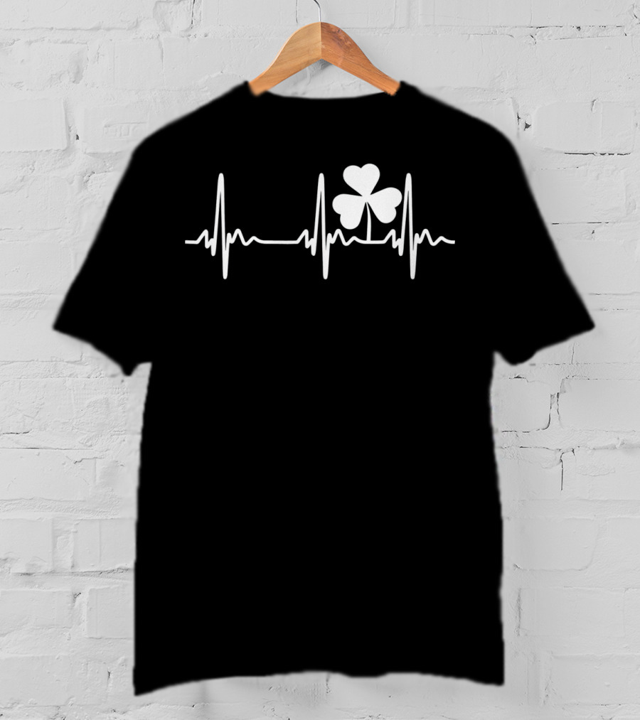 Ireland Heartbeat Clover St. Patrick's Day T-Shirt