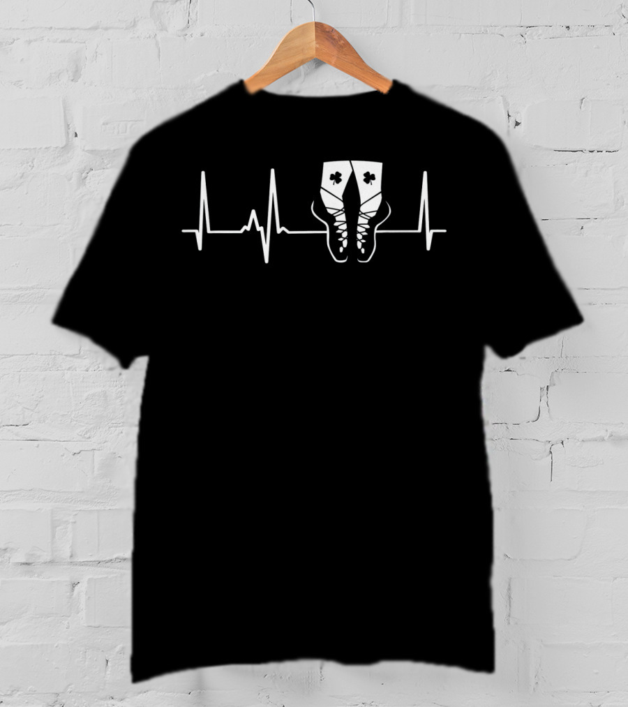 Irish Dance Heartbeat St Patricks Shamrock Shoes T-Shirt