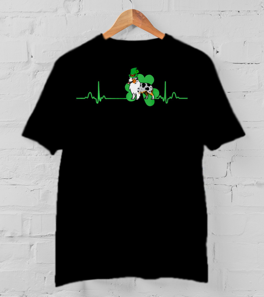 Heartbeat St. Patrick's Clover Aussie Dog T-Shirt
