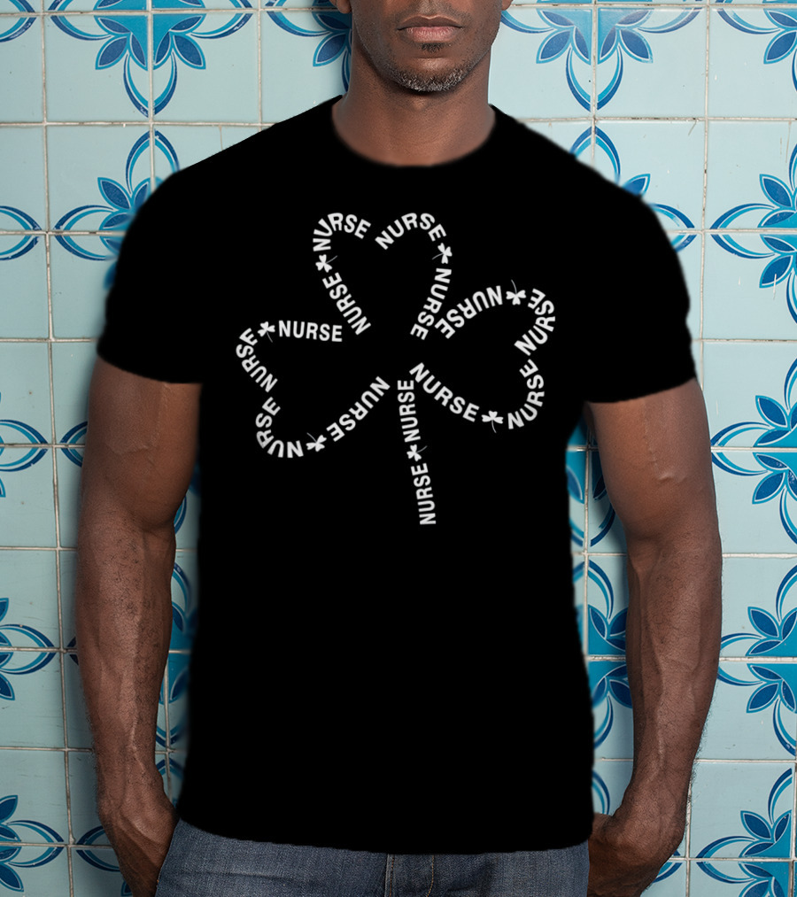 Nurse Shamrock Irish Text T-Shirt
