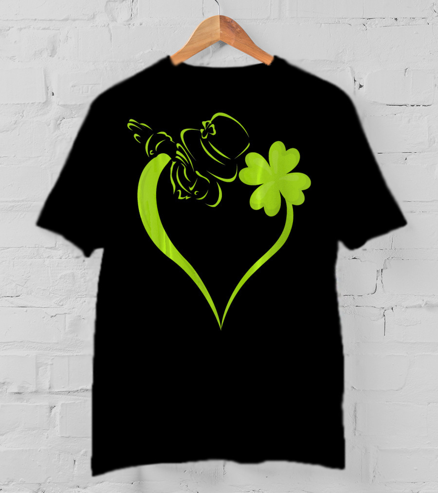 Dabbing Leprechaun Heart Shamrock St Patrick's T-Shirt