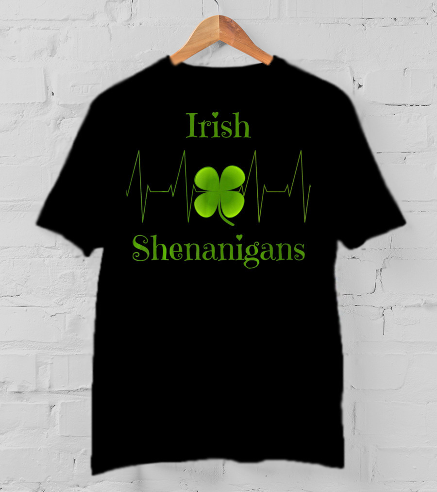 Irish Shamrock Shenanigans Heartbeat T-Shirt