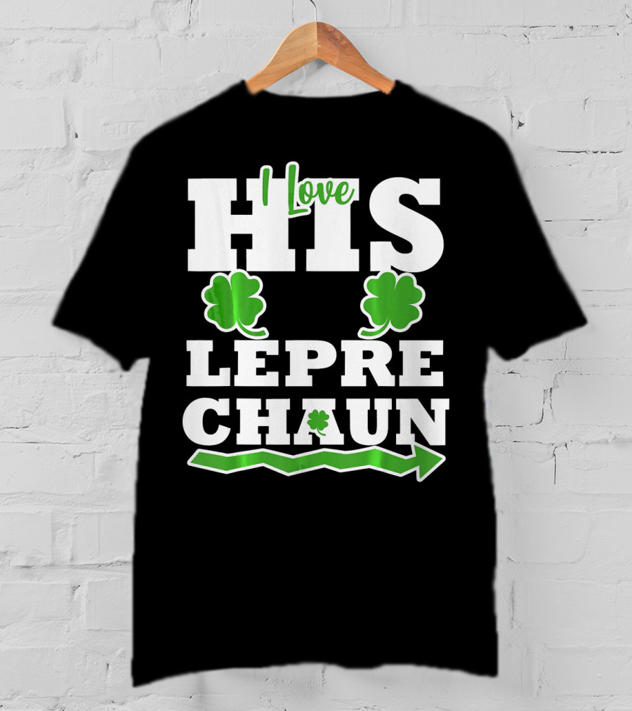 St Patricks Day Couples Love His Leprechaun Shamrock Arrow T-Shirt