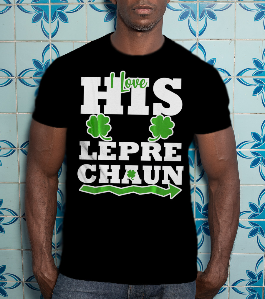 St Patricks Day Couples Love His Leprechaun Shamrock Arrow T-Shirt