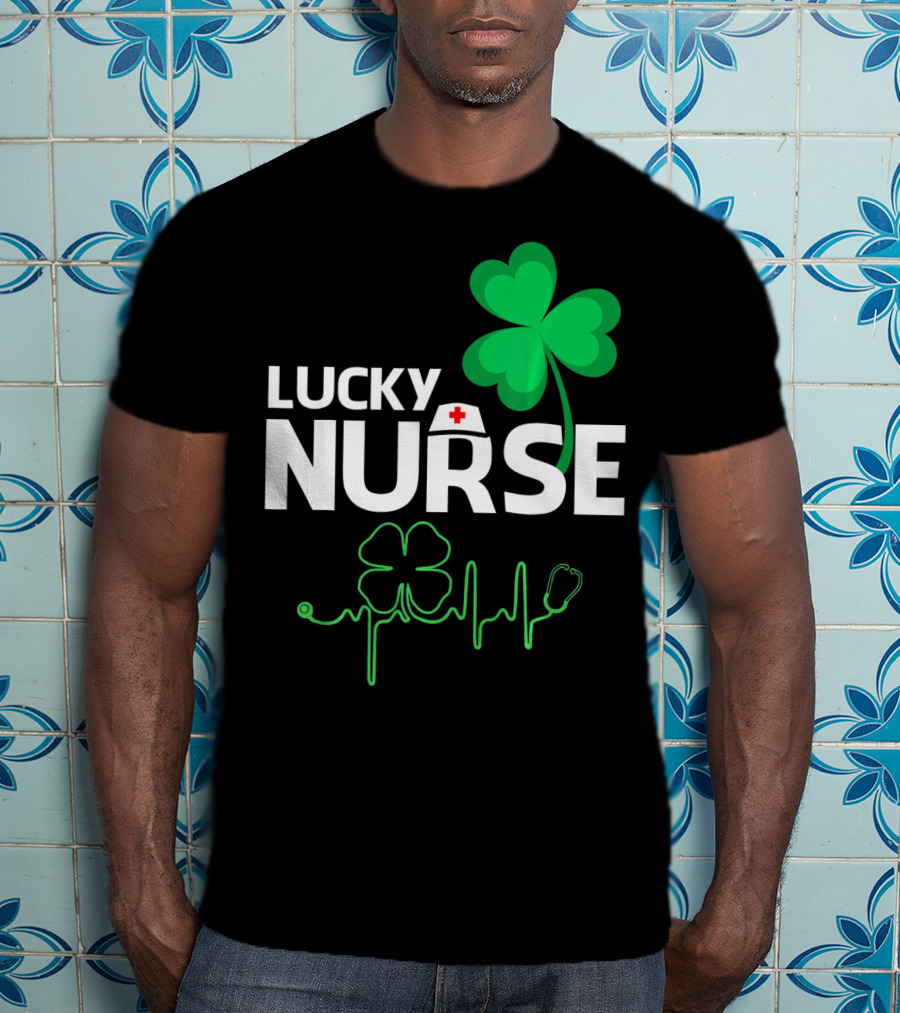 Lucky Nurse Shamrock Heartbeat St. Patricks Day T-Shirt