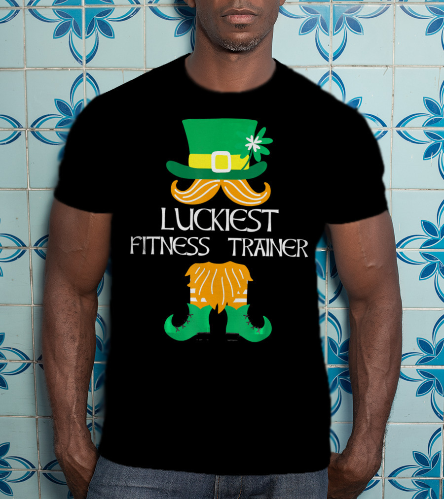 Luckiest Fitness Trainer Leprechaun Shamrock Hat And Boots T-Shirt