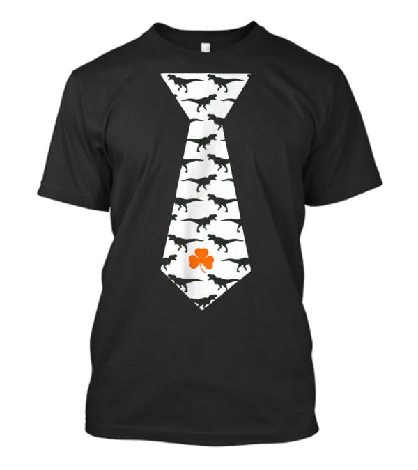 Cool St Patricks Day Dinosaur Tie Clover T-Shirt