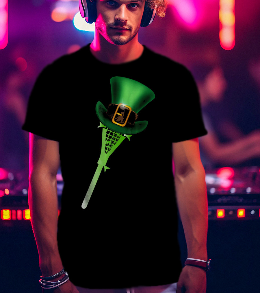 Leprechaun Shamrock Lacrosse Hat St Patricks T-Shirt