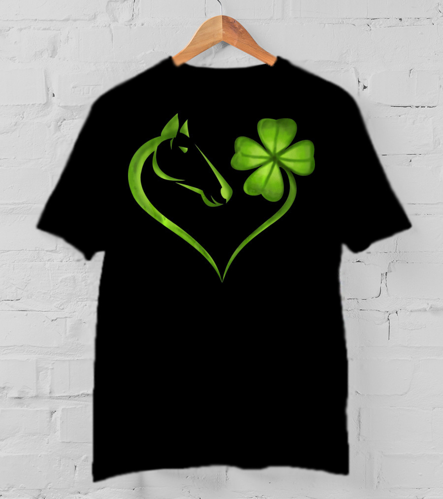Horse Lucky Clover Heart Shape St. Patrick's Day T-Shirt