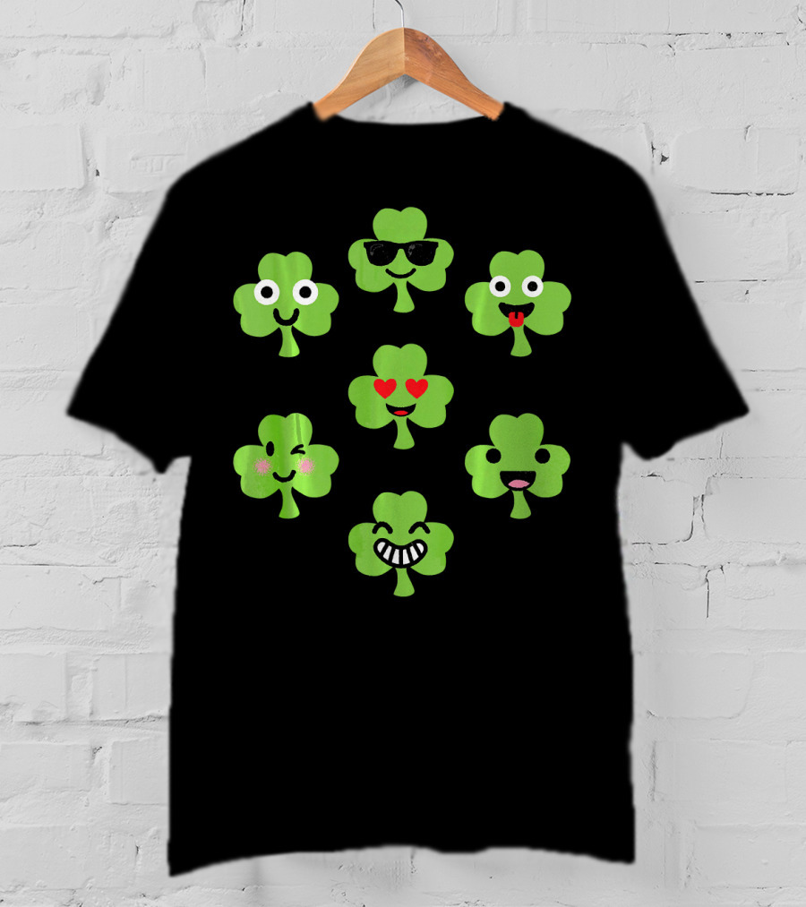 Emoji Shamrock Faces Lucky St. Patrick's Day T-Shirt