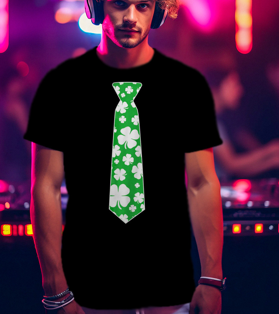 St Patricks Day Irish Shamrock Green Tie T-Shirt