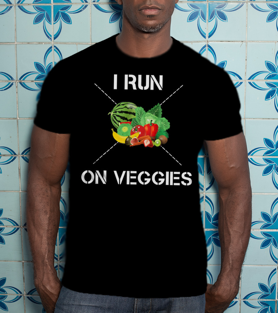 I Run On Veggies Vegetarian Veggies Watermelon Salad Fresh Healthy Diet T-Shirt