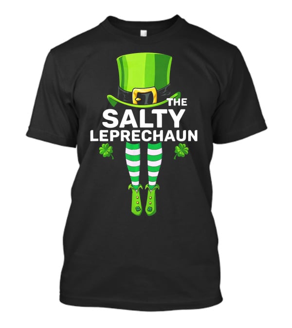 The Salty Leprechaun Green Hat And Striped Legs With Shamrocks T-Shirt